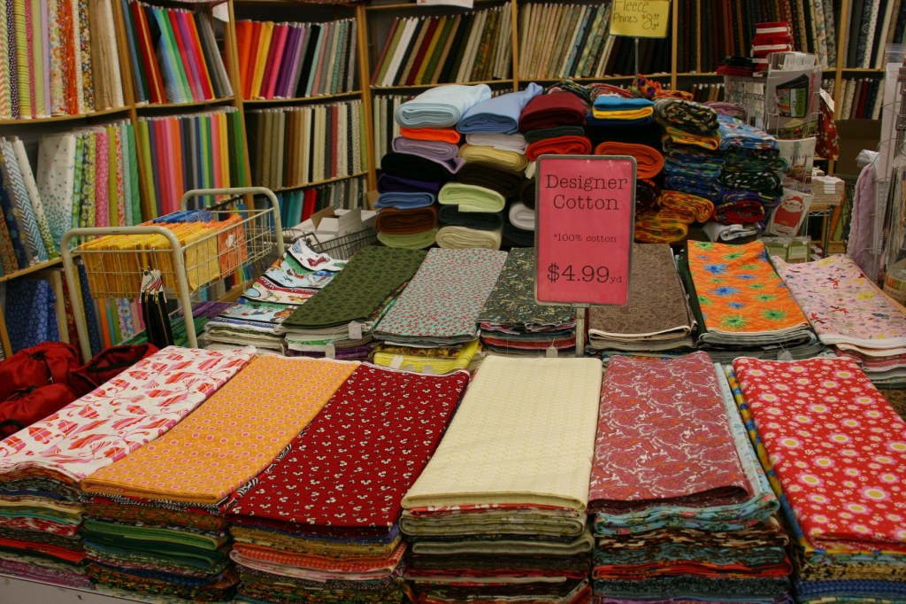 Larson's Mercantile, like an old-fashioned five-and-dime, has a back corner devoted to fabric.