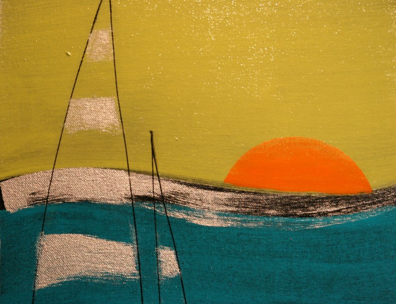 The only sunset I saw was this one in a painting at the Clear Lake Arts Center.