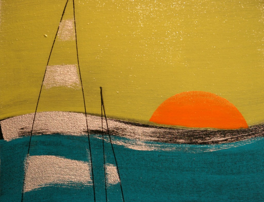 The only sunset I saw was this one in a painting at the Clear Lake Arts Center.