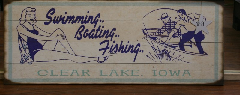 This art, photographed at J Avenue, a shop located on Main Avenue, summarizes lake activities.