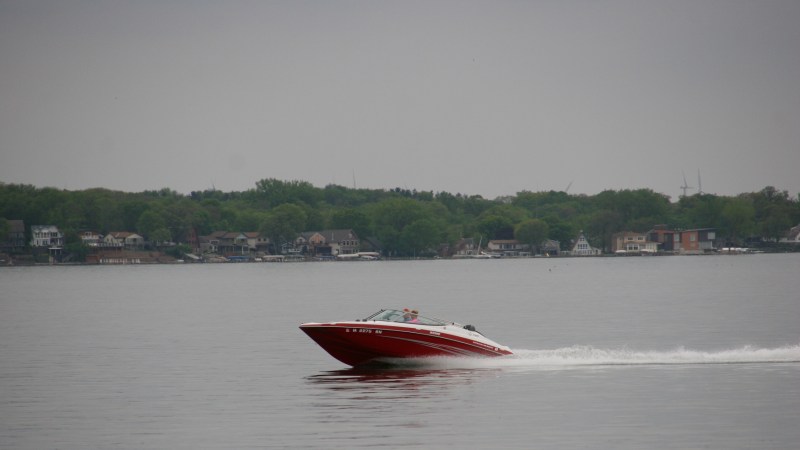 The single boat I spotted speeding across the lake Friday afternoon.