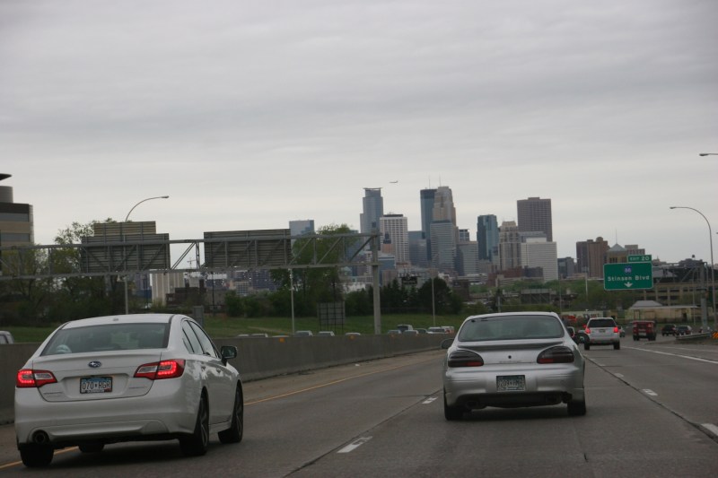 Approaching downtown Minneapolis from the north.