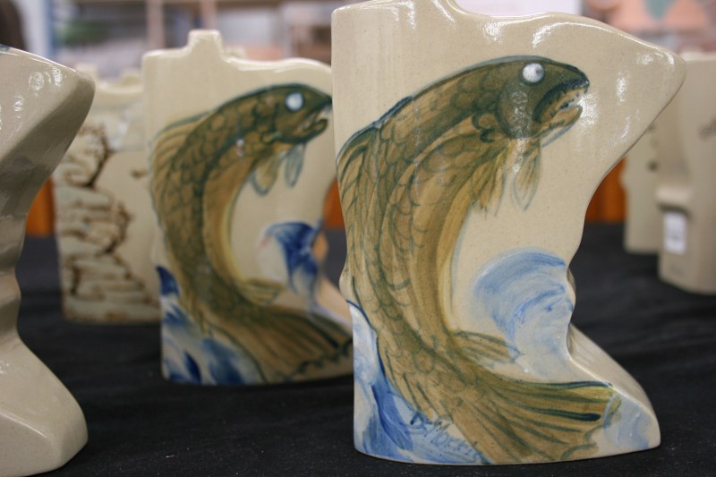 Visiting potters Paul and Denise Morris of Morris Pottery in Ogilvie created Minnesota-shaped pottery for the Red Wing company.