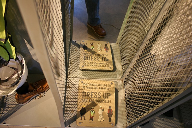 I slipped into a Red Wing boot in the dress-up section of the museum.