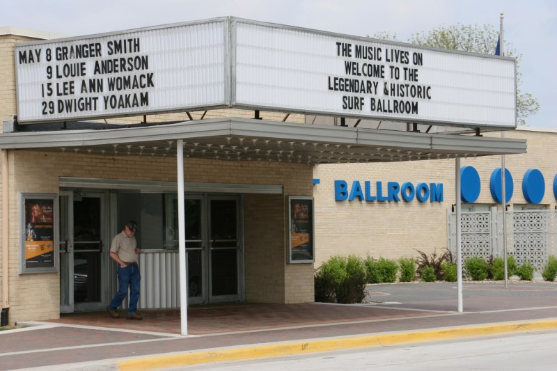 My husband exits the historic Surf Ballroom.