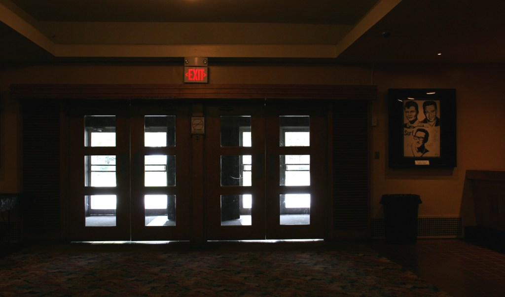Looking toward the interior lobby doors.