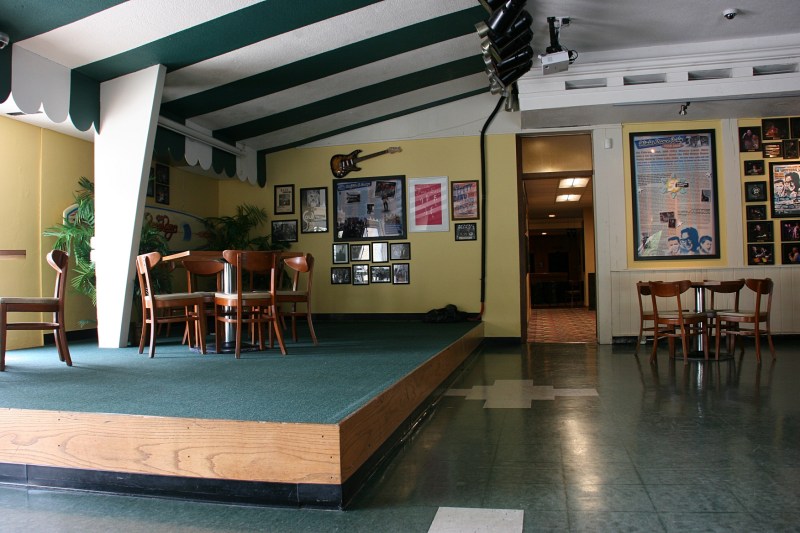 The lounge area features a stage, bar and lots more memorabilia.