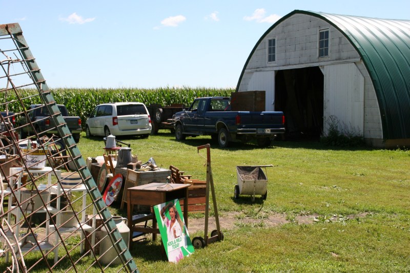 Vendor's merchandise on the left.