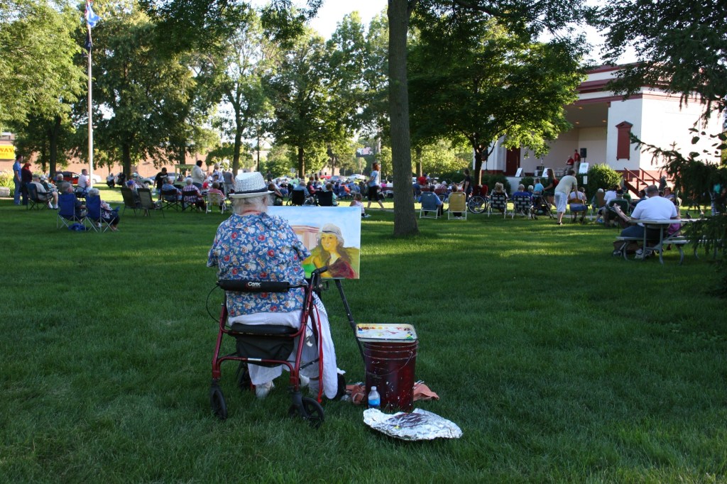 Pat Johnson has been at the concerts every week with her easel and paints.