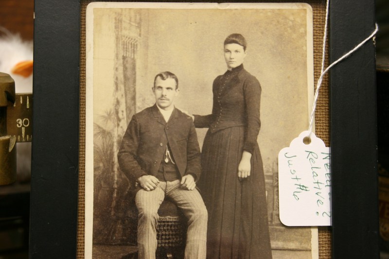 The sales tag on this vintage photo reads, "Need relatives?"