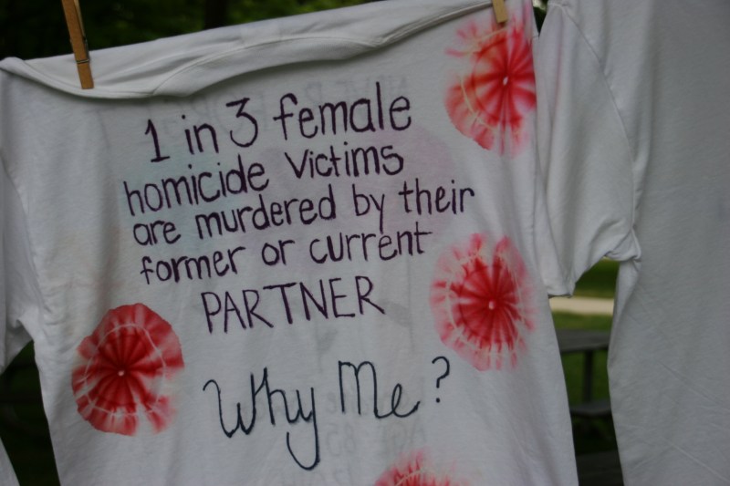 Statistics on a The Clothesline Project t-shirt.