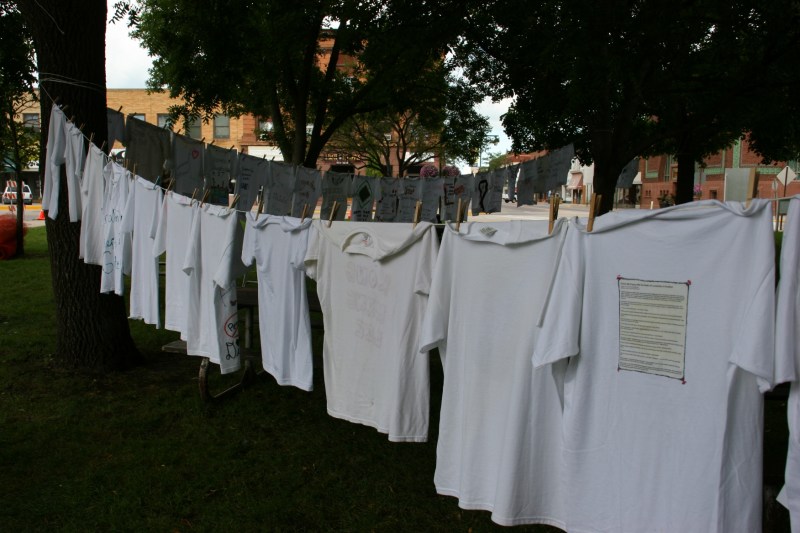 Clothesline Project, 2 lines of t-shirts