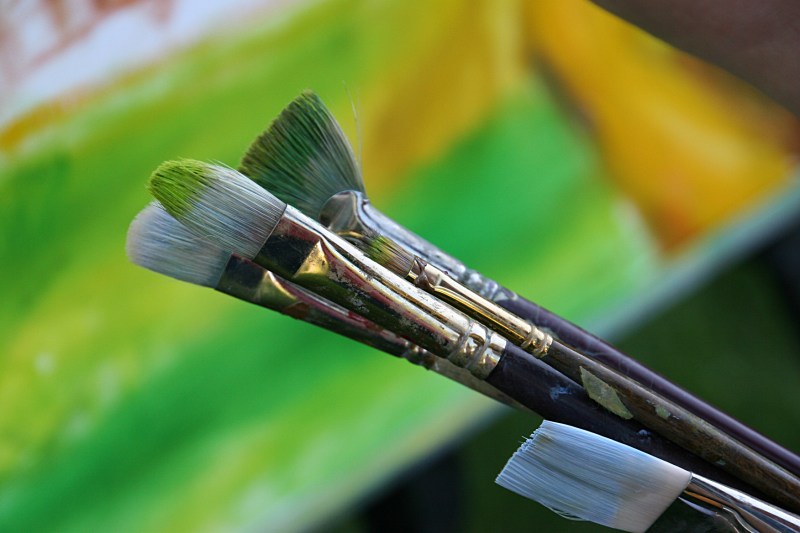 This year's concerts also feature en plein air artists. These are Pat Johnson's brushes.