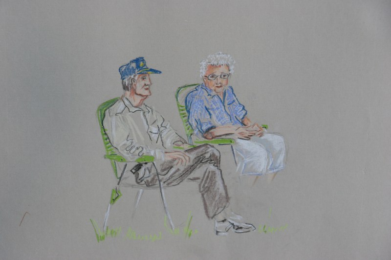 Irina Mikhaylova created this pastel of a concert going couple.