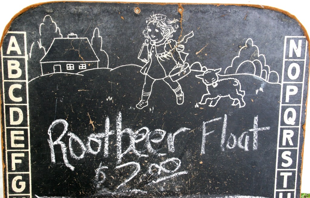 Farmers Friends 4-H Club advertised its root beer floats on a vintage chalkboard along the Trail of History, which the club sponsored.
