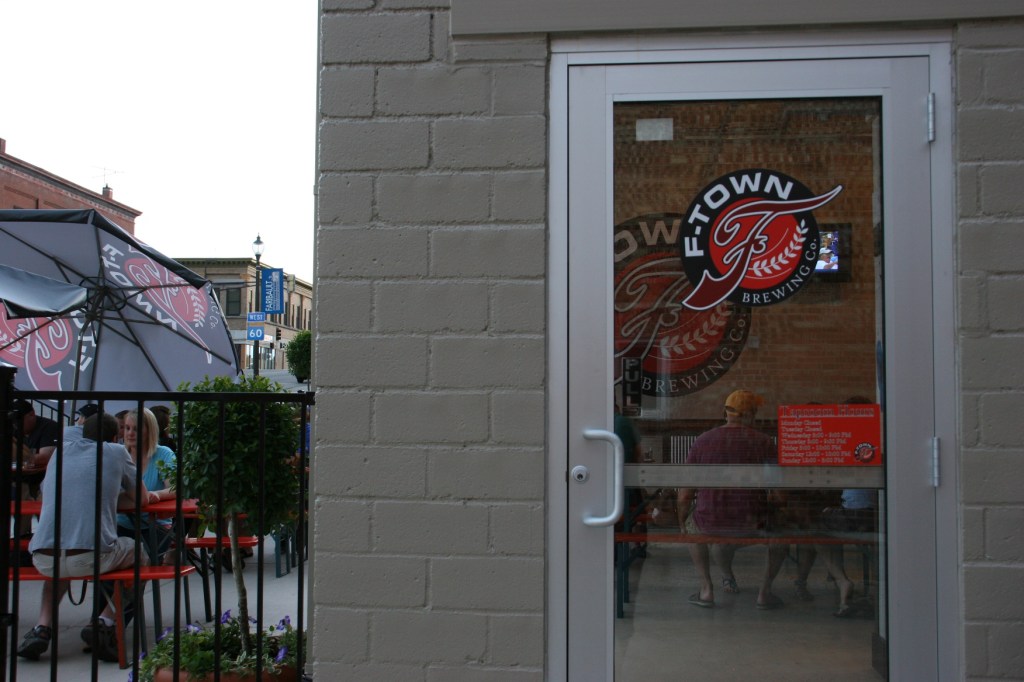 In this photo, you see the door into the taproom and the patio.