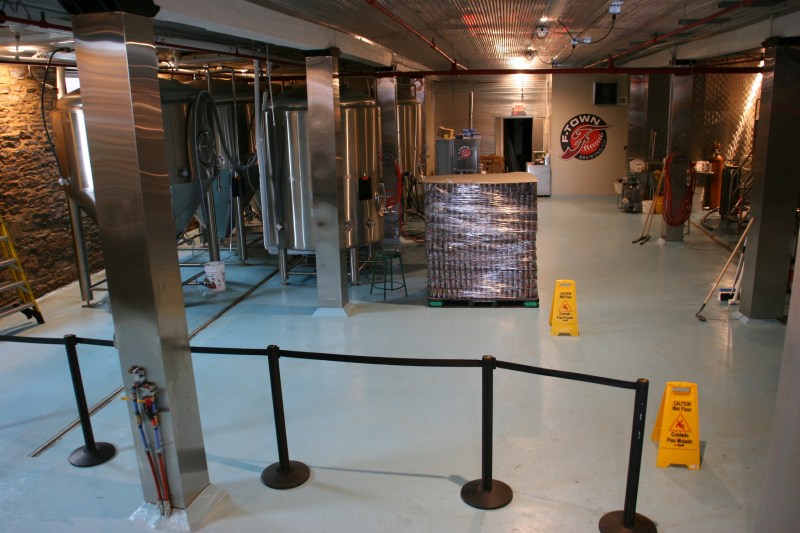 Here's where the beer is made, just down the steps from the taproom.