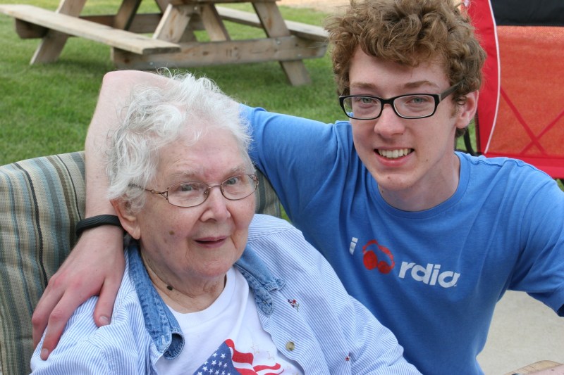 My son and his grandma.