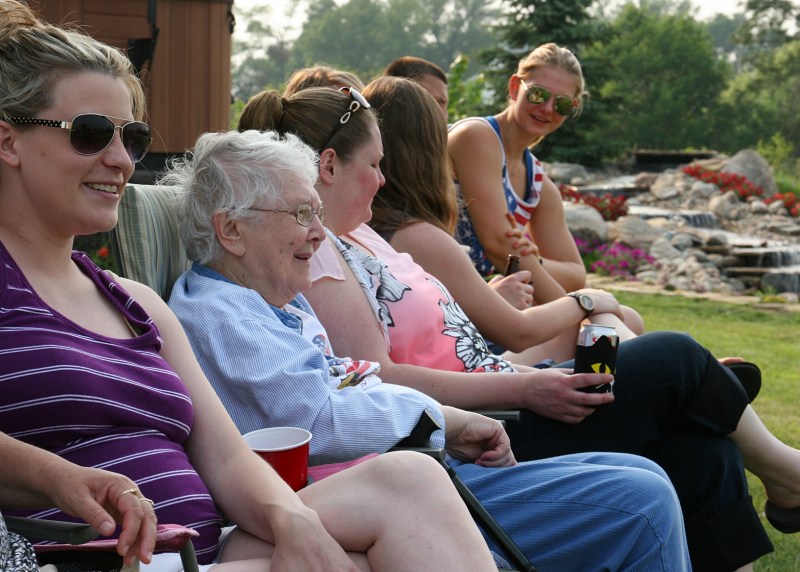 Lawnchairs were lined up to watch...