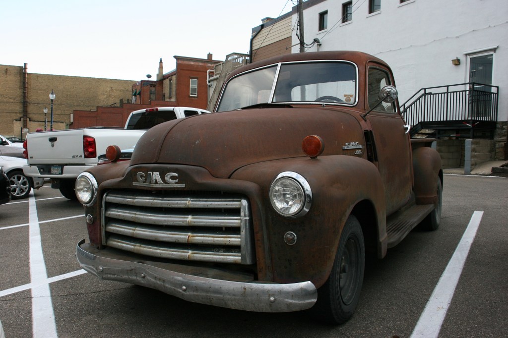 A GMC 150 parked in historic downtown Faribault.