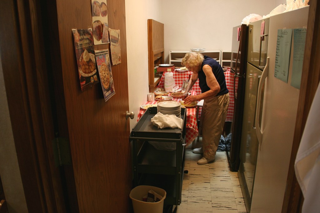 Elsie, hard at work in the Pie Room. She turns 90 in October.