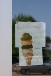 Pie, ice cream social sign on exterior&nbsp;door