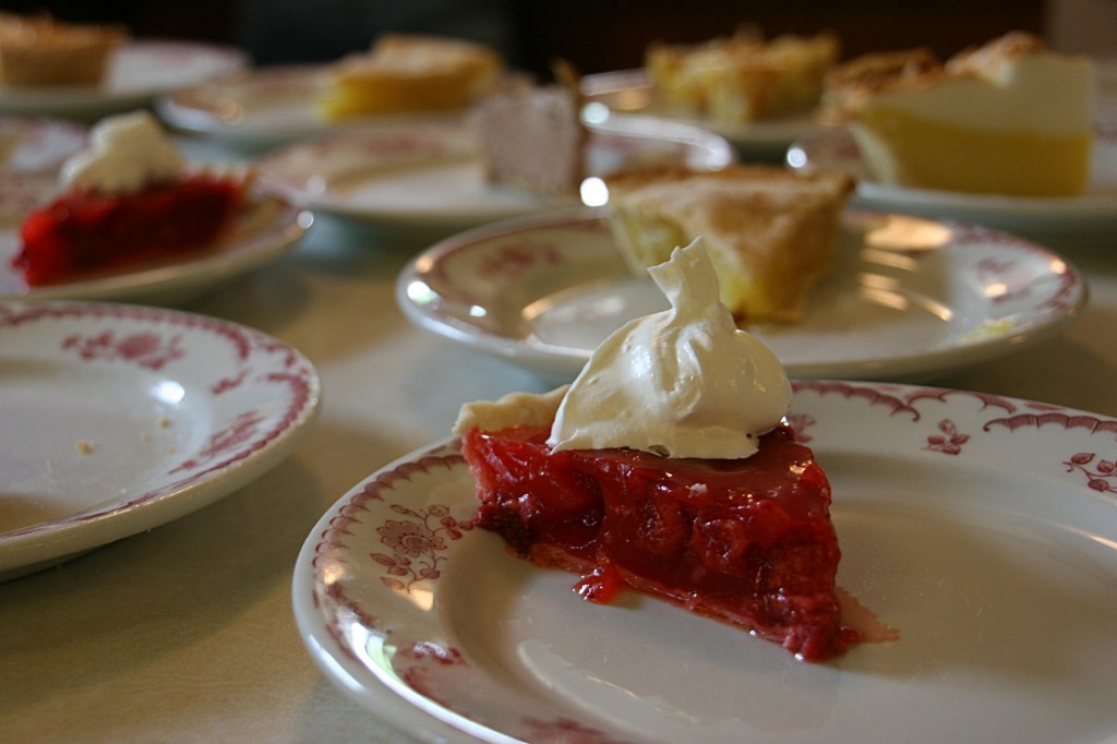 Parishioners made 28 pies for the Ice Cream Social. The varieties included pumpkin, pineapple, peach, strawberry, cherry, custard and more. Elsie brought her homemade strawberry.