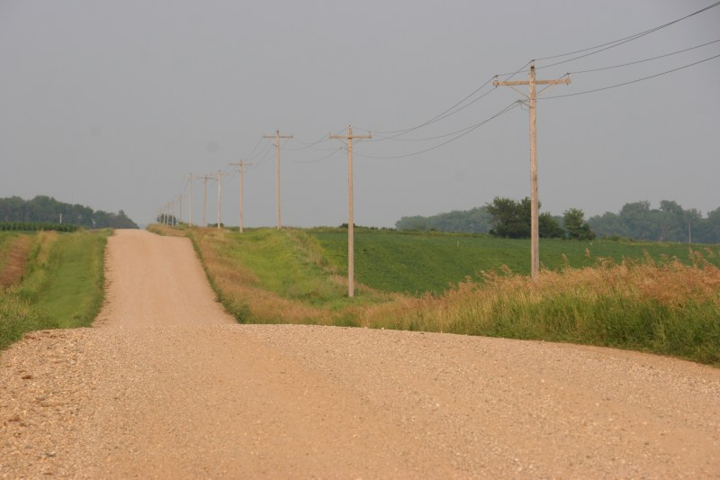 The gravel road that runs past my middle brother's rural acreage just north of Lamberton, Minnesota.