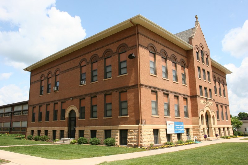 This is the old section of St. Wenceslaus Catholic School, located next to the church. An addition was built in 2003. Students from kindergarten through eighth grades attend.