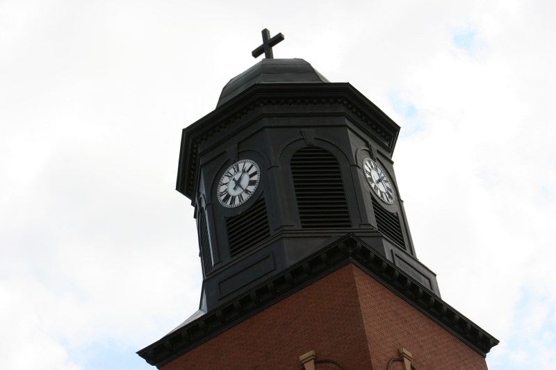The church features two towers.