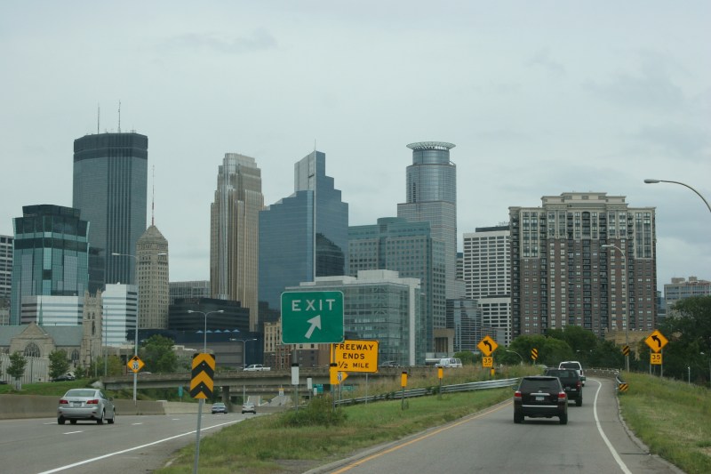 The downtown Minneapolis skyline, up close.