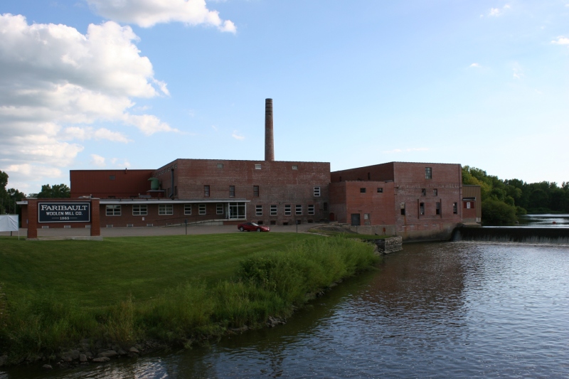 The Faribault Woolen Mill sits on the bank of the Cannon River.