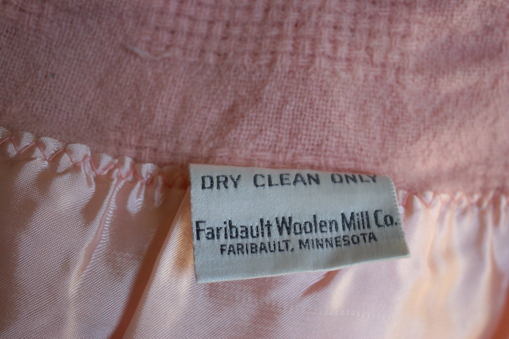 A label on a Faribault Woolen Mill blanket I own.