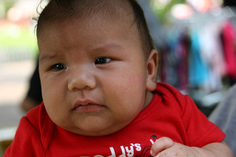 Months-old Santiago was there with his family.