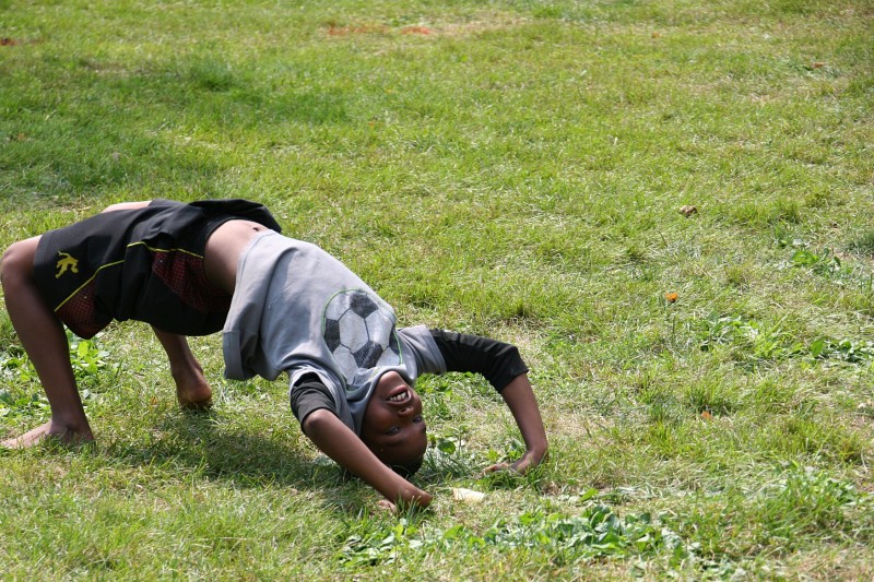 Just a kid having fun.