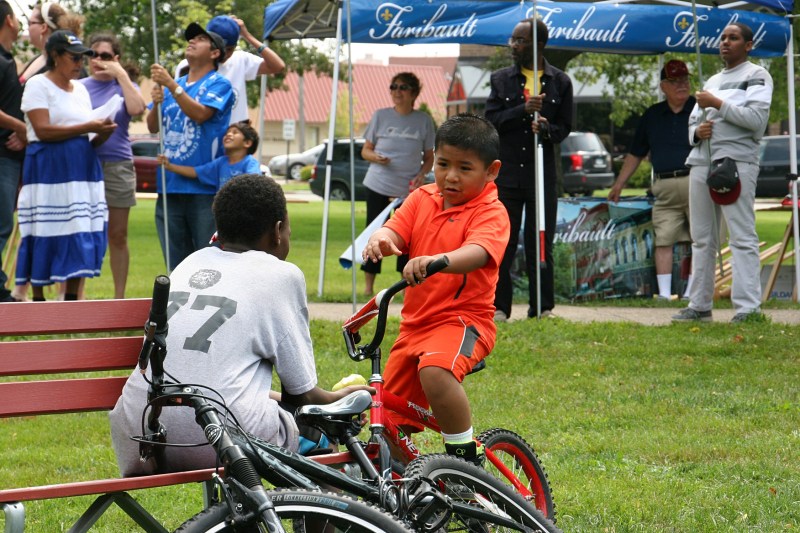 A candid moment: just two boys on bikes.