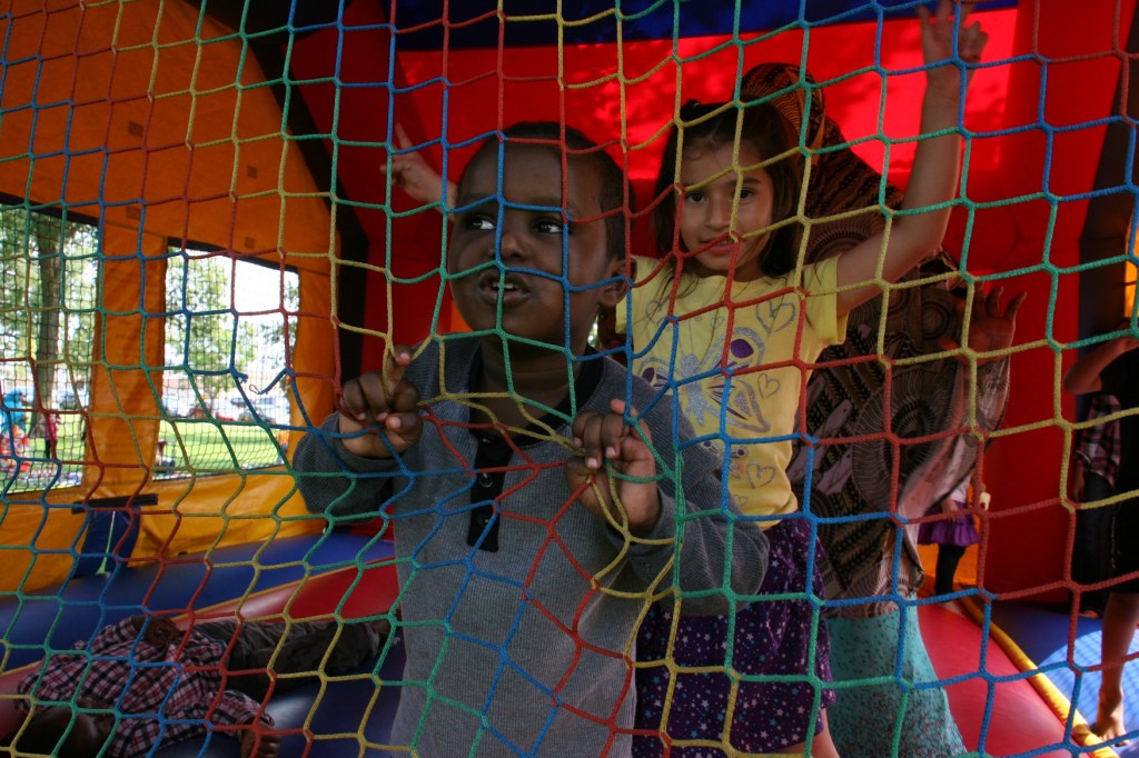 The bouncy house was a popular spot for the youngsters.