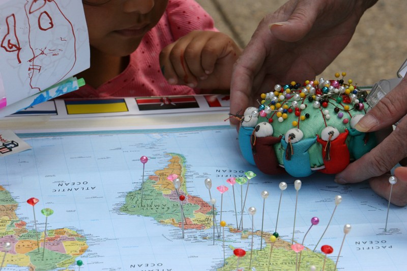 Attendees marked a world map with their countries of origin.