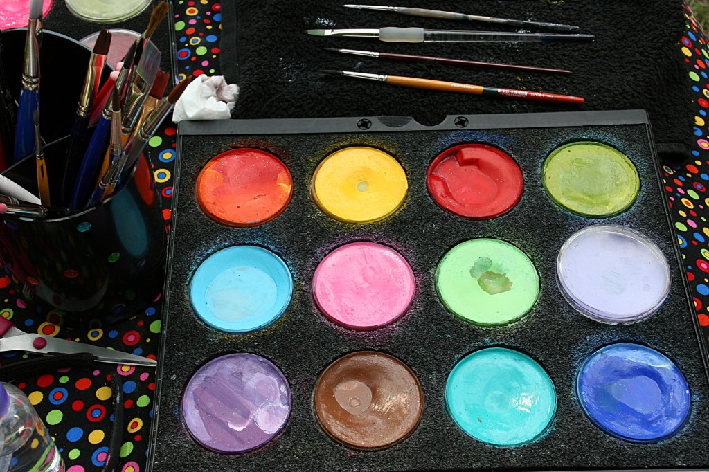 Supplies for face painting.