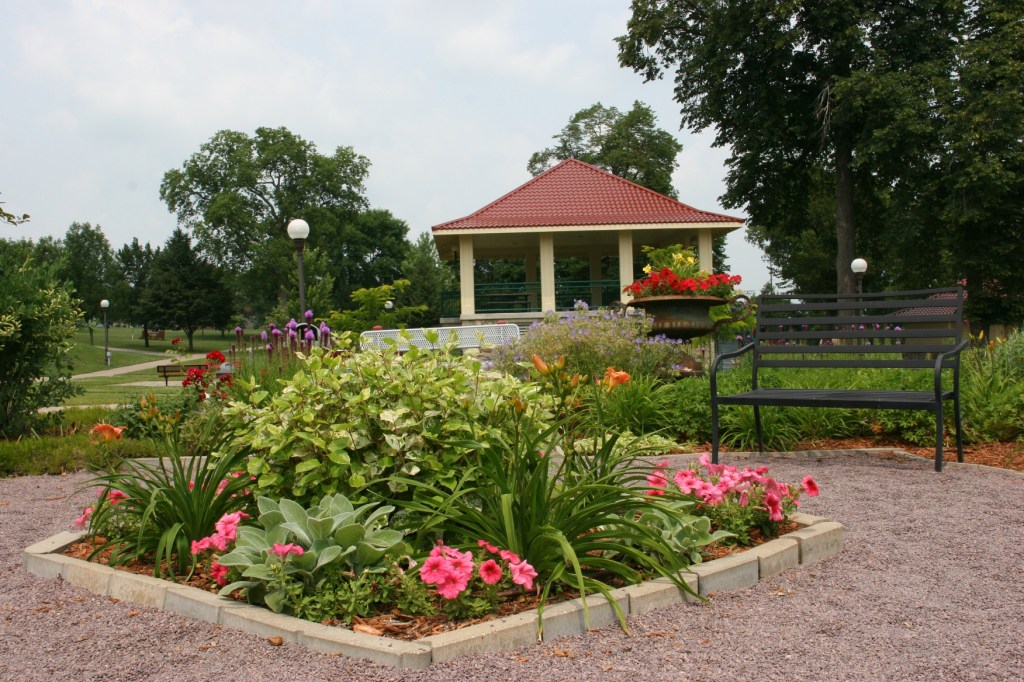 Stroll the paths and enjoy the flower gardens.