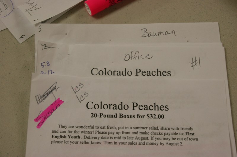 Peach paperwork and suggestions on how to eat peaches.