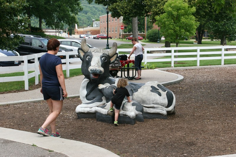 The farm animal sculptures provide perfect photo opportunities.