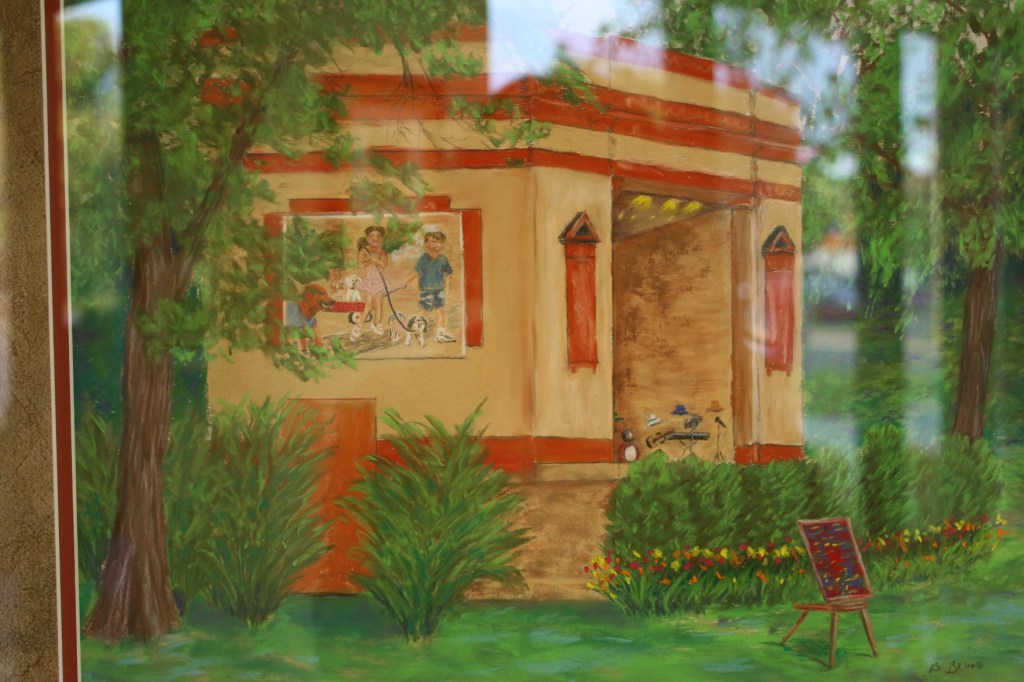 "At the Bandshell" in soft pastels by Barbara Bruns
