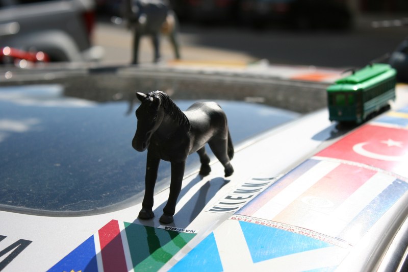 Art car, horse on roof