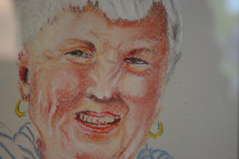 This shows one of the many faces in Irina Mikhaylova's "Faces in the Crowd" done in soft pastels.