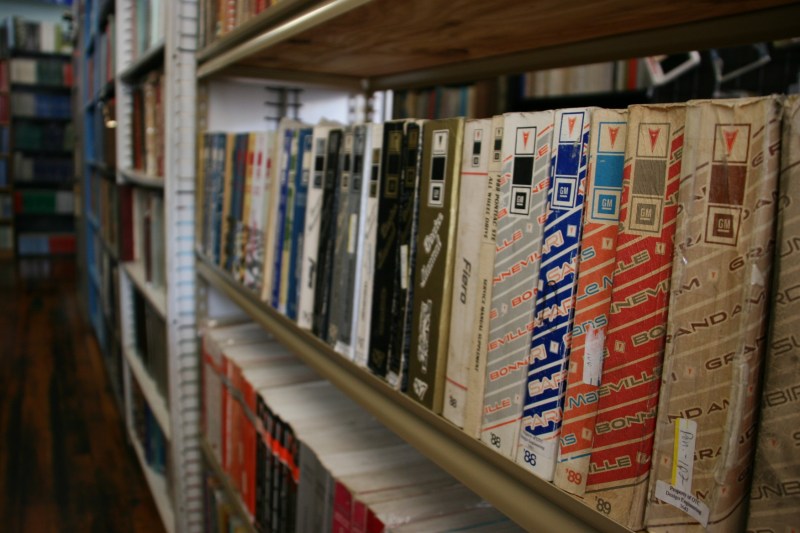 There are shelves and shelves and shelves of manuals.