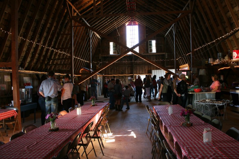 Guests gathered inside and out on a lovely September evening.