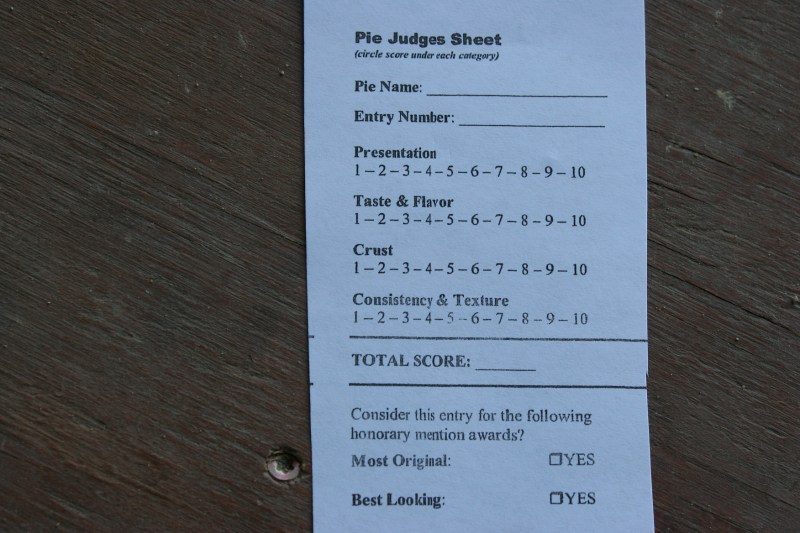 I'm sure the four judges will always remember the difficulty of choosing winners in the homemade pie judging contest.