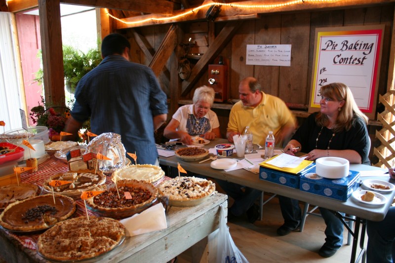 Judging pies.