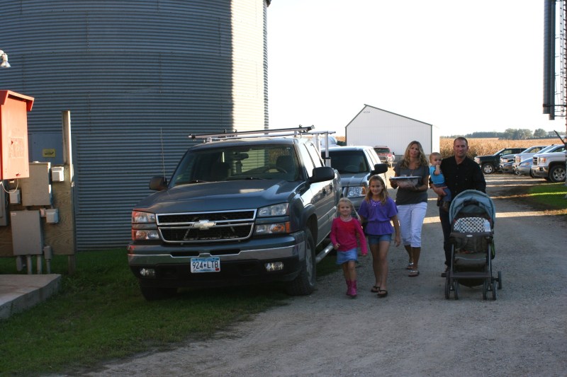 Family arrives for the barn dance and party.